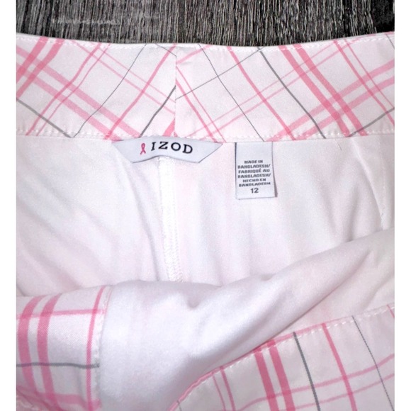 IZOD Women's Golf Skort Size 12 Pink Plaid Plaid Tennis Skirt Skort Activewear - Picture 3 of 5